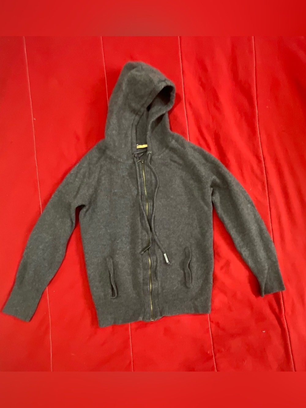 Autograph Charcoal Gray Hooded Zip Puffer Jacket